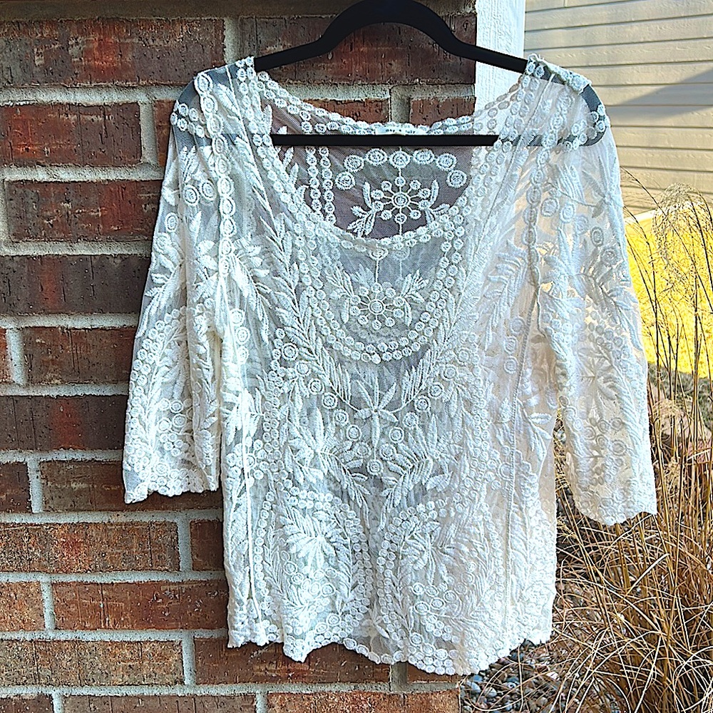 may & july Ladies S Sheer Floral Top